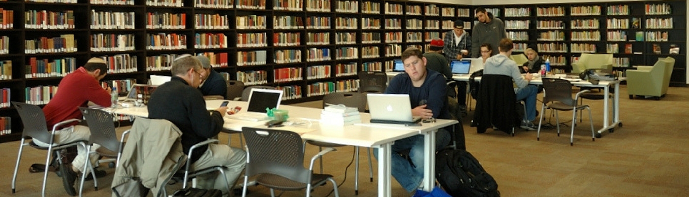 Picture of AJU students studying in library