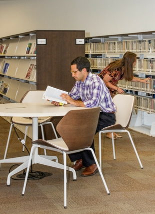 Photograph of students in the library