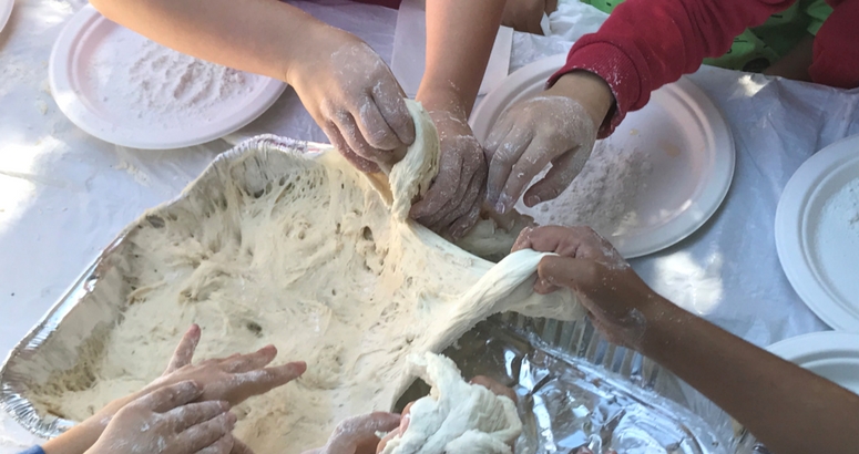 Photograph of challah making