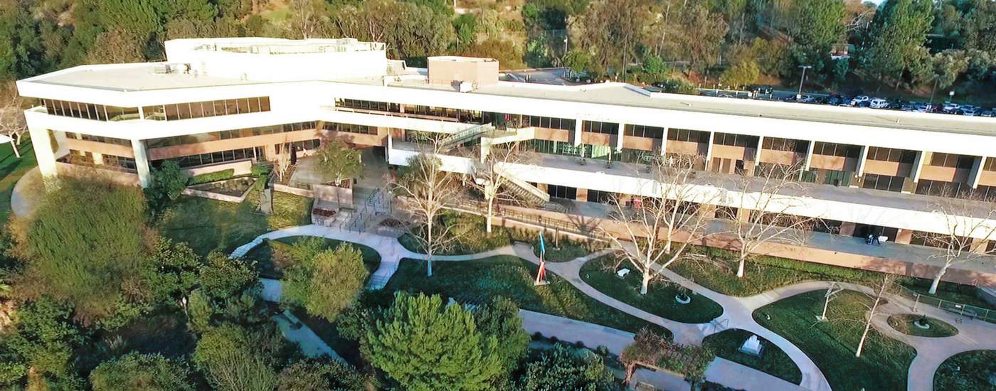 Photograph of arial view of main campus building