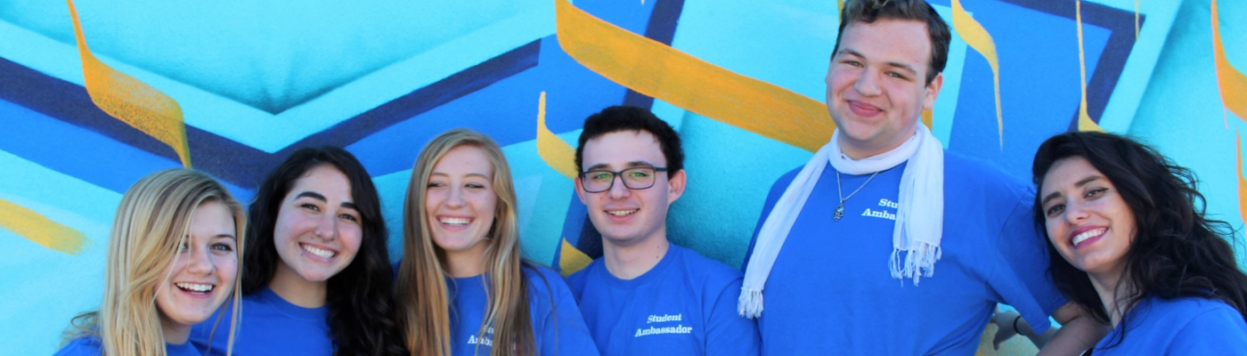 Photograph of college students wearing blue shirts