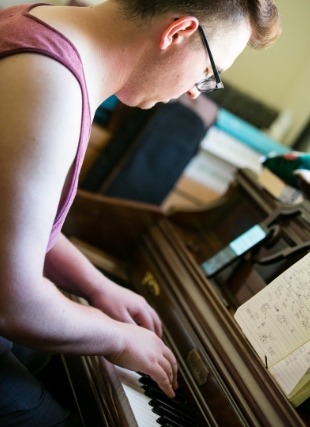 man playing piano