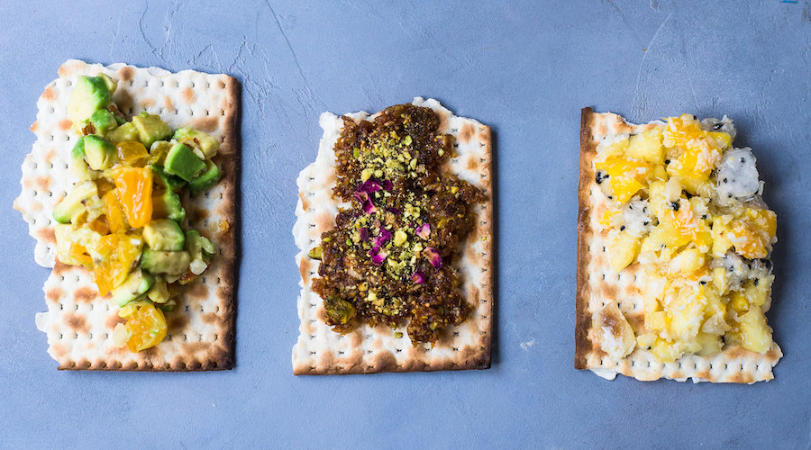 matzah with different spreads on top