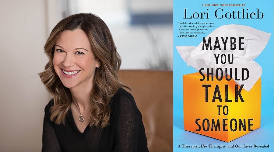 Lori Gottlieb author photo with her book cover