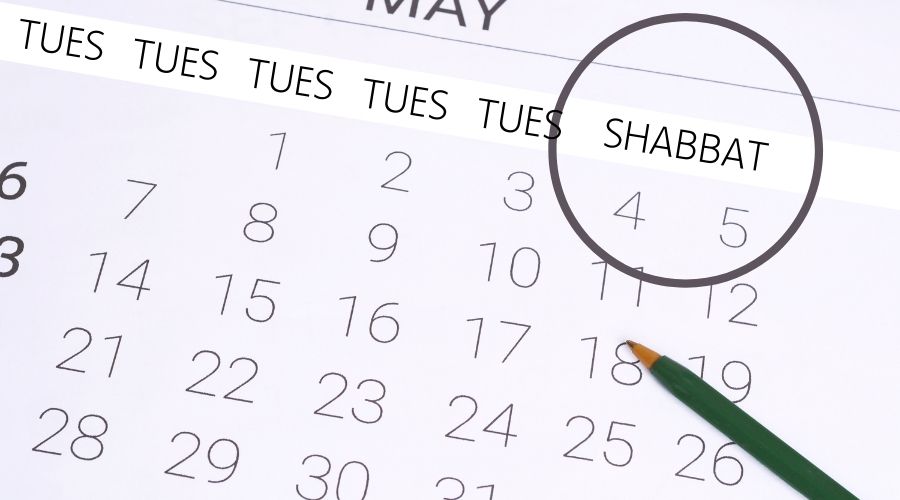 weekday calendar with Shabbat circled in pencil