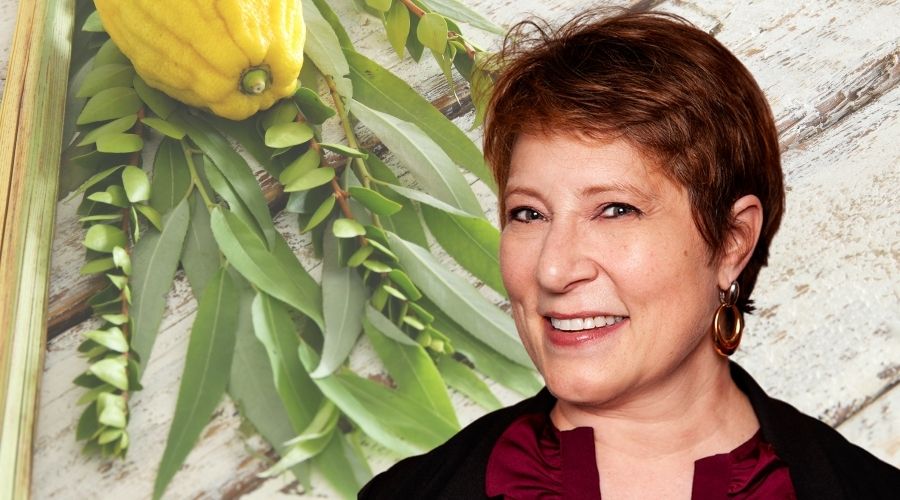 Amy Herman in front of a lulav