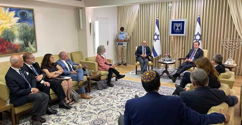 Discussing theology and philosophy with the new President of Israel.