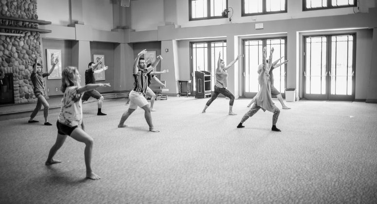 Photo of group of BCIers doing yoga