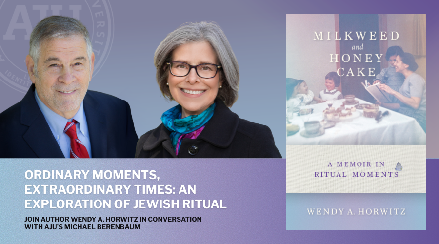 Ordinary Moments, Extraordinary Times: An Exploration of Jewish Ritual with headshots of Horwitz and Berenbaum and book cover