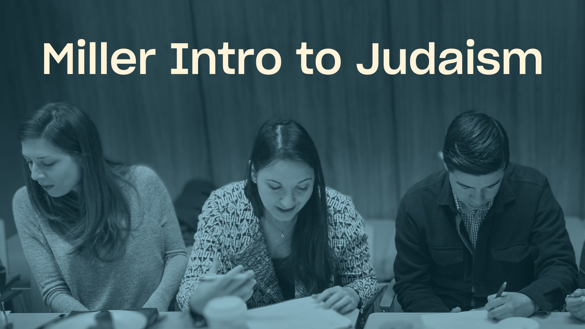 Miller Intro to Judaism with three students studying