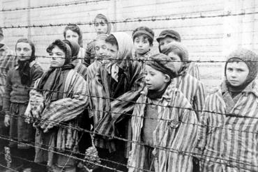 Photograph of child survivors of Auschwitz