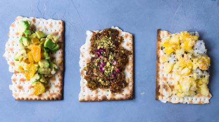 matzah with different spreads on top