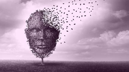 a person as a tree losing leaves from their head